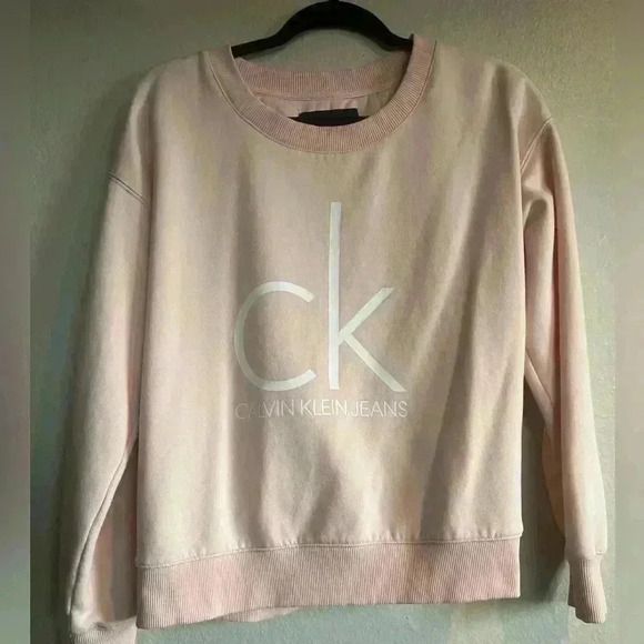 CALVIN KLEIN Womens Medium Pink Sweatshirt Casual Graphic - Picture 1 of 3